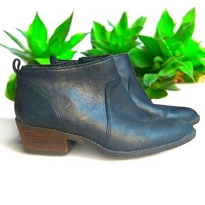 Lucky Brand Leather Boot Faydren 6.5 Medium/37 Smoky Storm Grey/Blue EUC